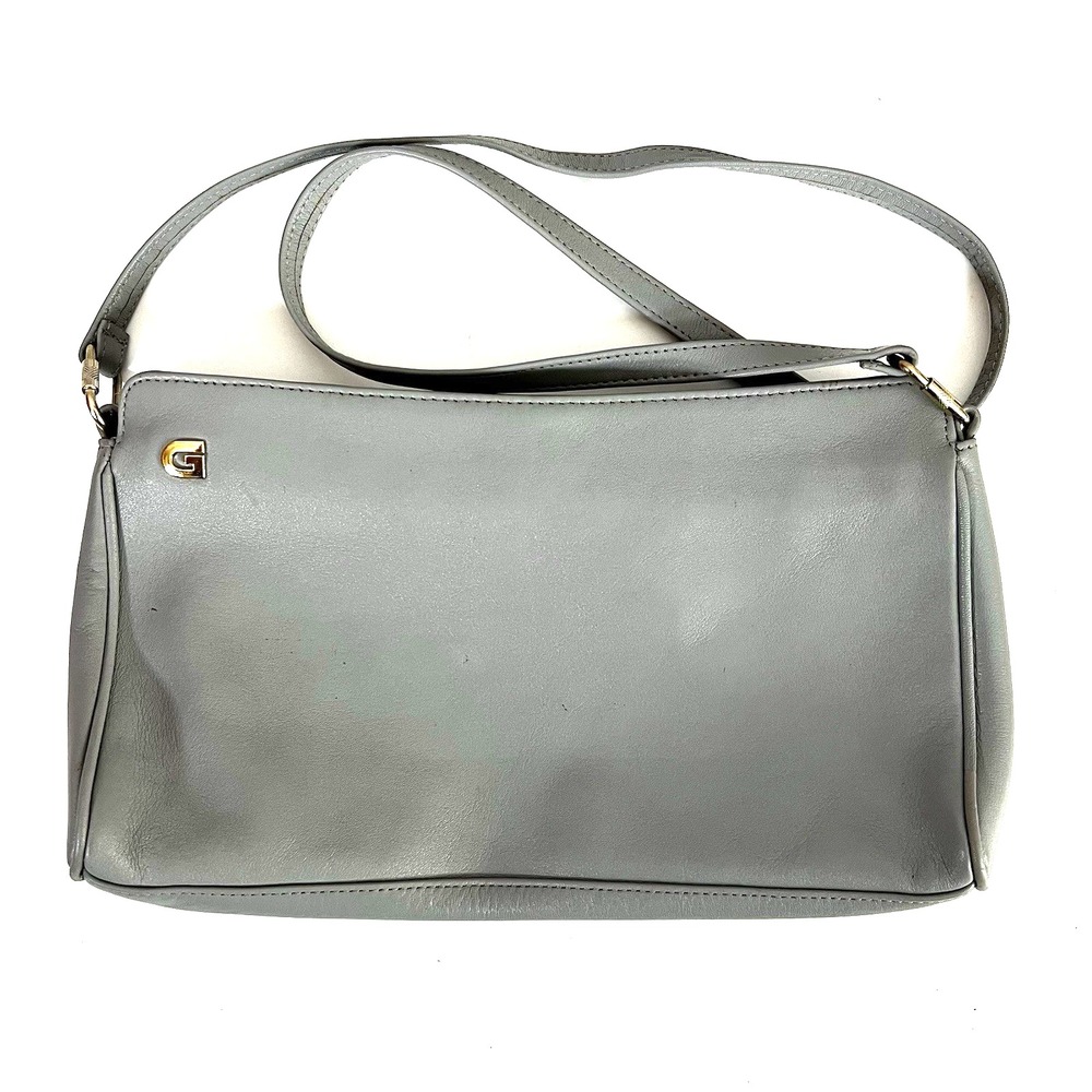 Ganson Shoulder Bag‎ Clutch Convertible Grey Gray Leather Vintage